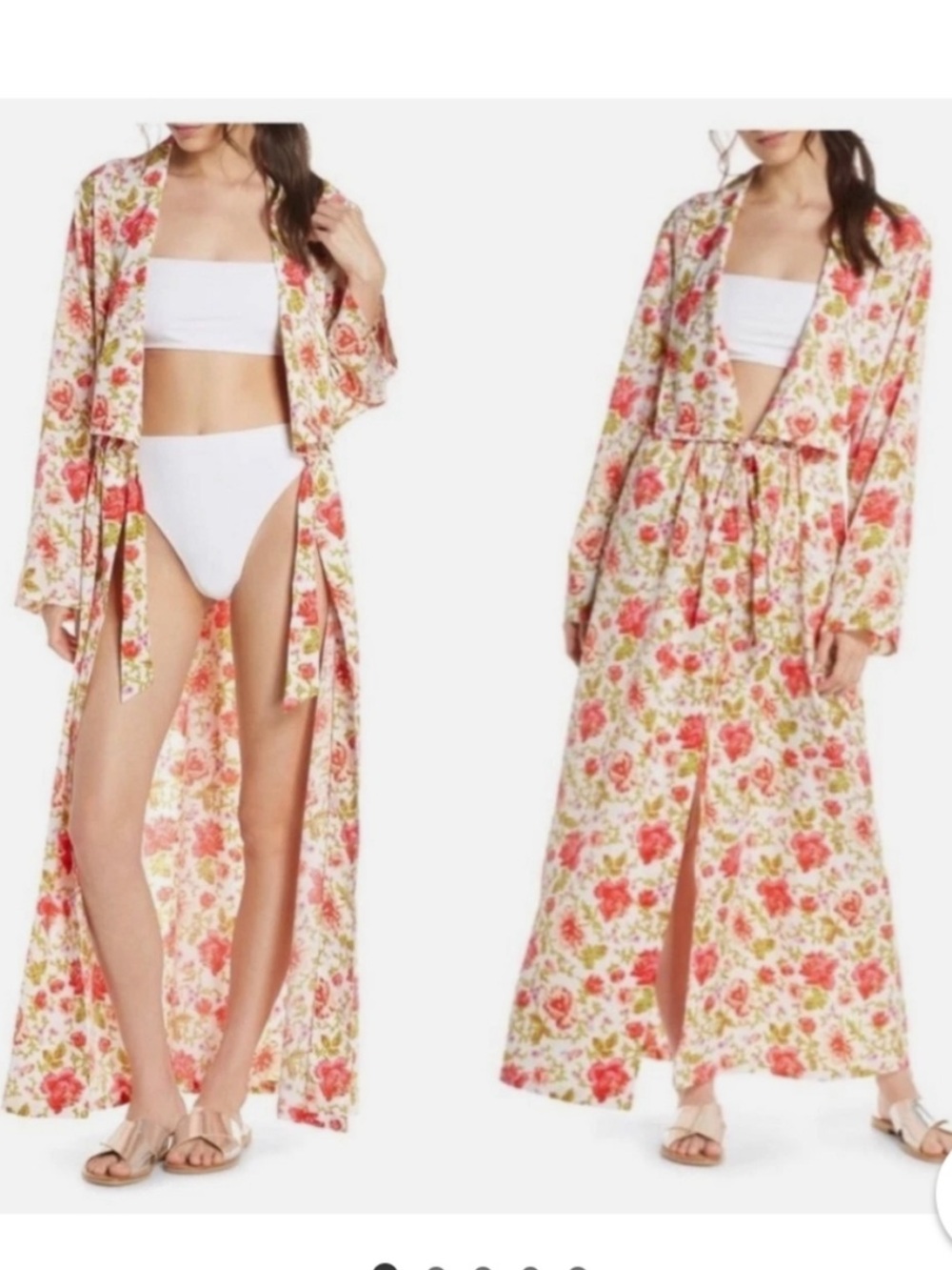 Something Navy Red Poppy Gina Floral Long Duster Coverup